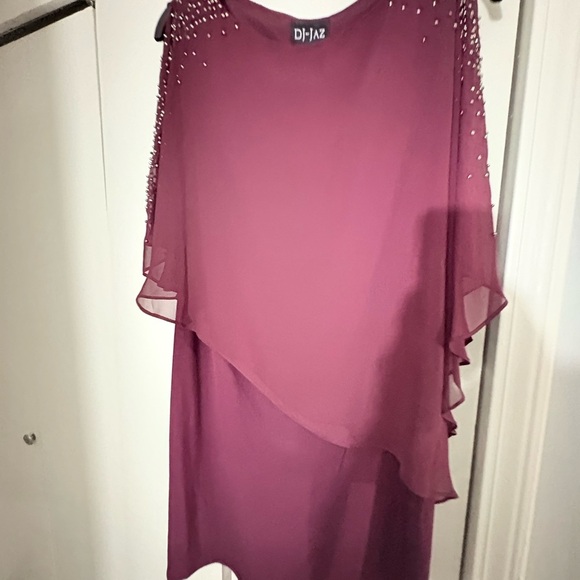 DHJaz Burgundy Beaded Dress​ - Picture 2 of 6